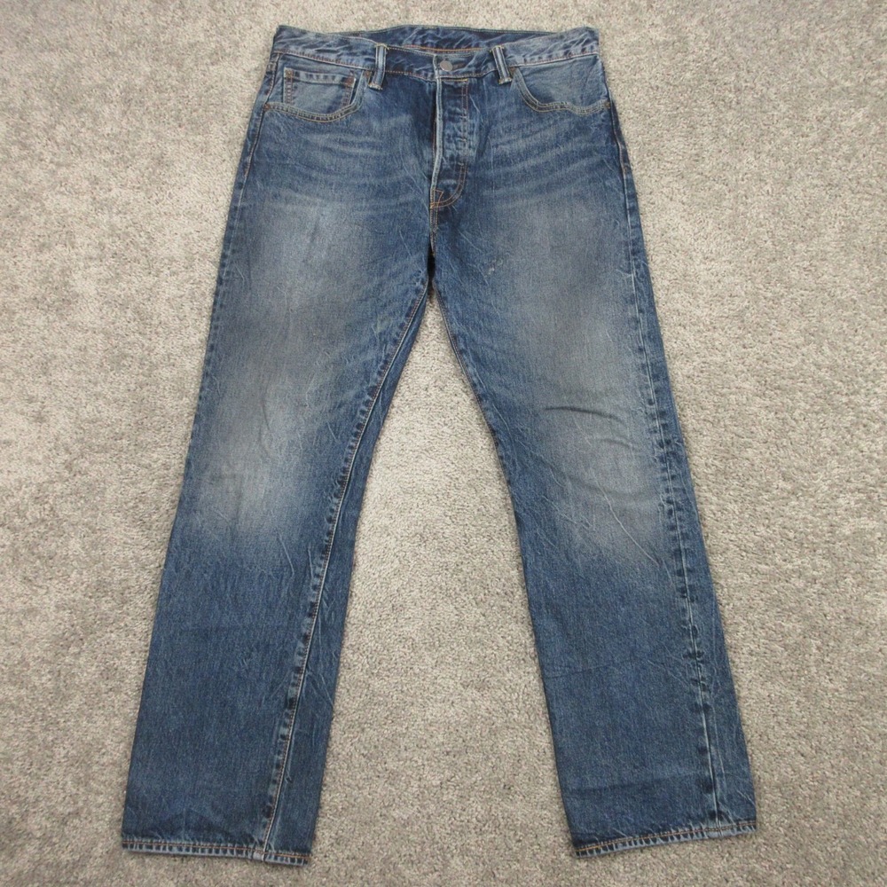 Levis Jeans Mens 33x30 Blue 501 Button Fly Original Straight Cotton Denim Pants